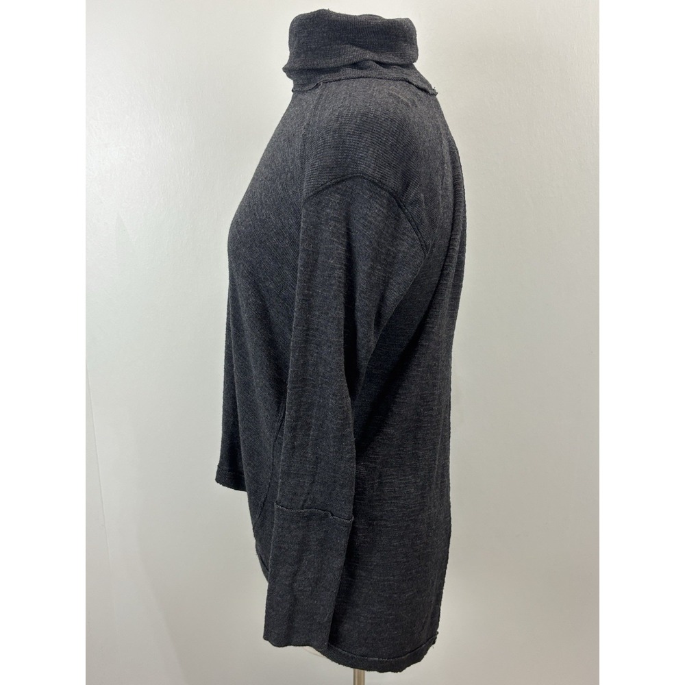 We The Free People Split Back Turtleneck Sweater Small Womens Charcoal Boho - Picture 3 of 7